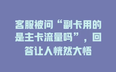 客服被问“副卡用的是主卡流量吗”，回答让人恍然大悟