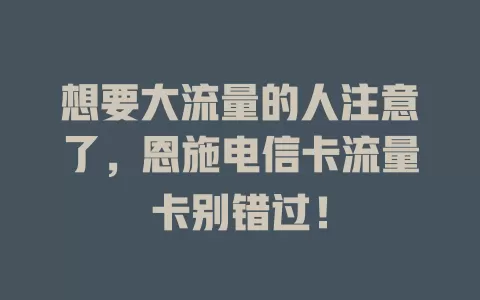 想要大流量的人注意了，恩施电信卡流量卡别错过！