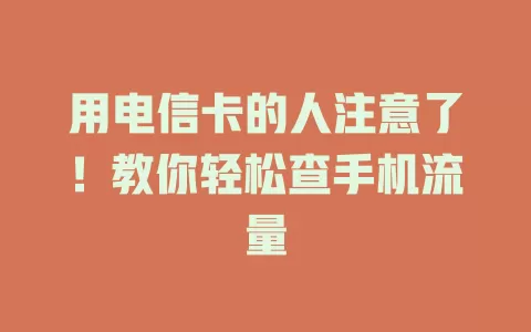 用电信卡的人注意了！教你轻松查手机流量