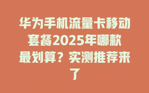 华为手机流量卡移动套餐2025年哪款最划算？实测推荐来了
