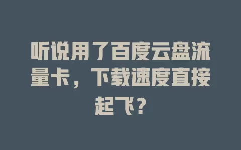 听说用了百度云盘流量卡，下载速度直接起飞？