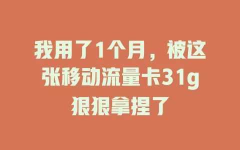 我用了1个月，被这张移动流量卡31g狠狠拿捏了