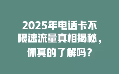 2025年电话卡不限速流量真相揭秘，你真的了解吗？