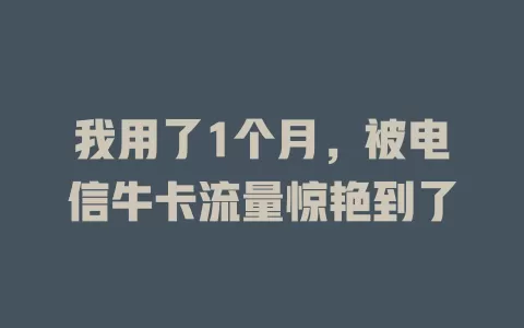 我用了1个月，被电信牛卡流量惊艳到了