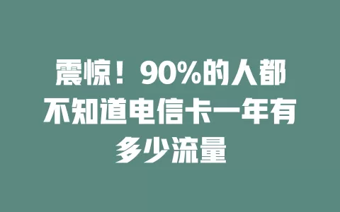 震惊！90%的人都不知道电信卡一年有多少流量