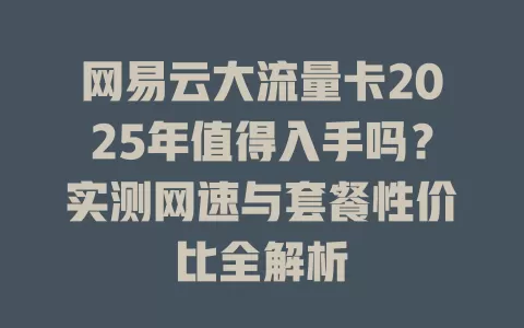 网易云大流量卡2025年值得入手吗？实测网速与套餐性价比全解析