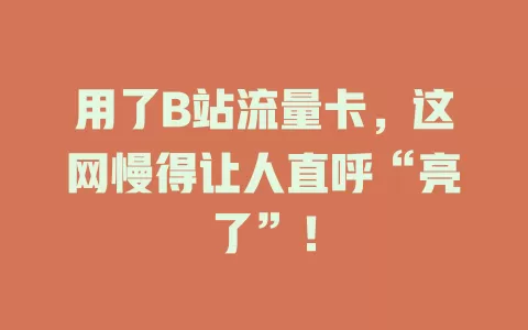 用了B站流量卡，这网慢得让人直呼“亮了”！