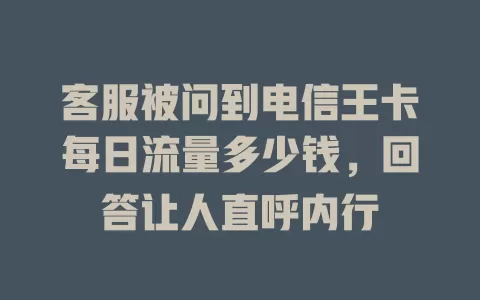 客服被问到电信王卡每日流量多少钱，回答让人直呼内行