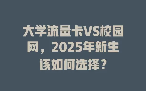 大学流量卡VS校园网，2025年新生该如何选择？