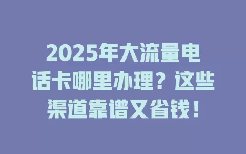 2025年大流量电话卡哪里办理？这些渠道靠谱又省钱！