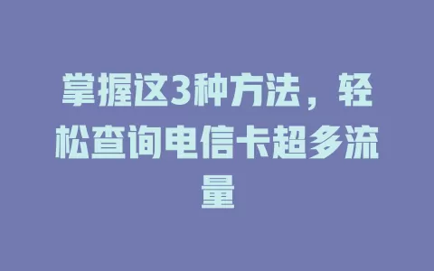 掌握这3种方法，轻松查询电信卡超多流量