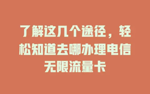 了解这几个途径，轻松知道去哪办理电信无限流量卡