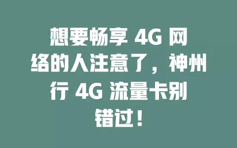 想要畅享 4G 网络的人注意了，神州行 4G 流量卡别错过！
