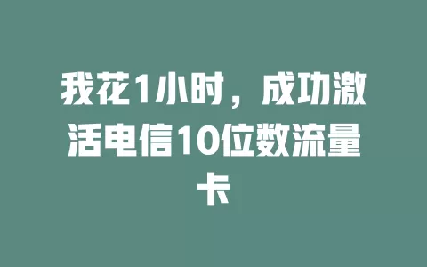 我花1小时，成功激活电信10位数流量卡