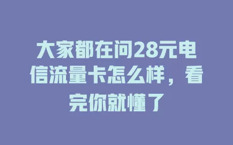 大家都在问28元电信流量卡怎么样，看完你就懂了