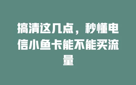 搞清这几点，秒懂电信小鱼卡能不能买流量