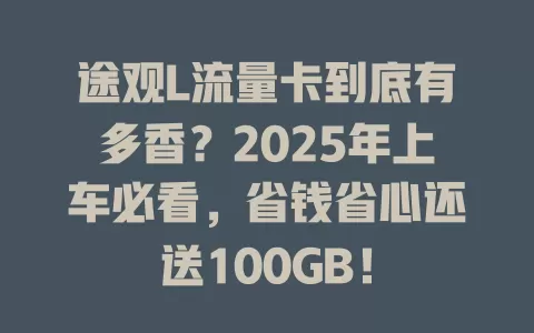 途观L流量卡到底有多香？2025年上车必看，省钱省心还送100GB！