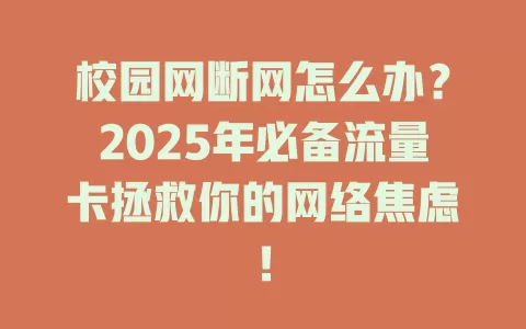 校园网断网怎么办？2025年必备流量卡拯救你的网络焦虑！