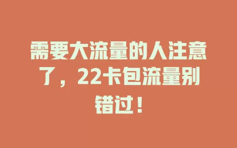 需要大流量的人注意了，22卡包流量别错过！