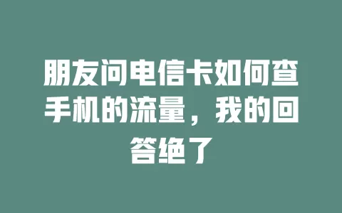朋友问电信卡如何查手机的流量，我的回答绝了