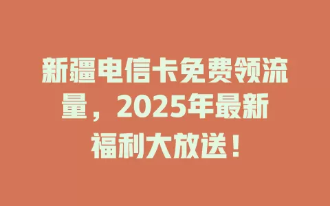 新疆电信卡免费领流量，2025年最新福利大放送！