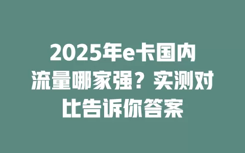 2025年e卡国内流量哪家强？实测对比告诉你答案