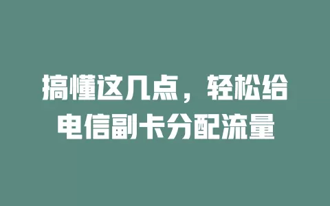 搞懂这几点，轻松给电信副卡分配流量