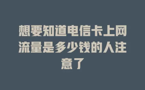 想要知道电信卡上网流量是多少钱的人注意了
