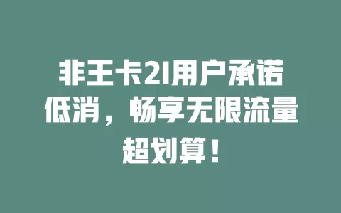 非王卡2I用户承诺低消，畅享无限流量超划算！
