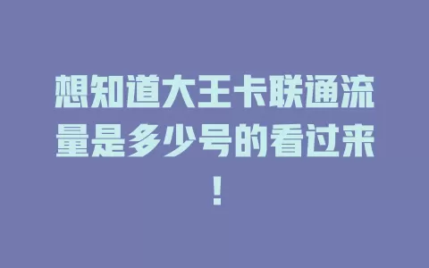 想知道大王卡联通流量是多少号的看过来！