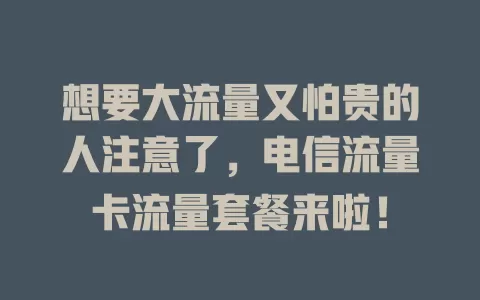 想要大流量又怕贵的人注意了，电信流量卡流量套餐来啦！