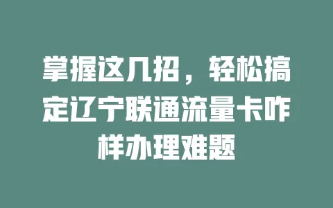 掌握这几招，轻松搞定辽宁联通流量卡咋样办理难题
