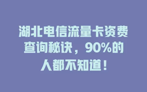 湖北电信流量卡资费查询秘诀，90%的人都不知道！