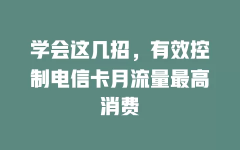 学会这几招，有效控制电信卡月流量最高消费