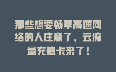 那些想要畅享高速网络的人注意了，云流量充值卡来了！