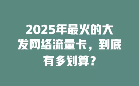 2025年最火的大发网络流量卡，到底有多划算？