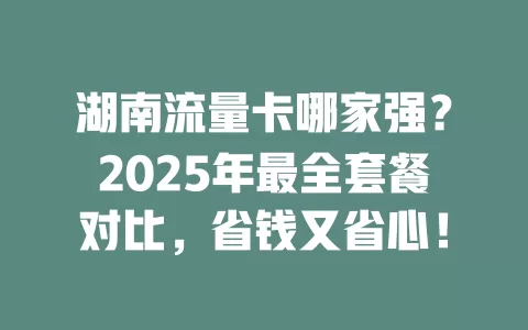 湖南流量卡哪家强？2025年最全套餐对比，省钱又省心！