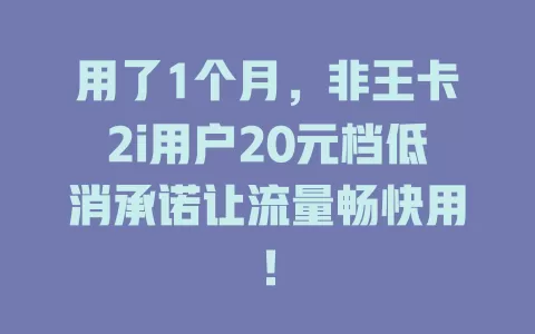 用了1个月，非王卡2i用户20元档低消承诺让流量畅快用！