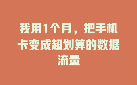 我用1个月，把手机卡变成超划算的数据流量
