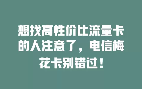 想找高性价比流量卡的人注意了，电信梅花卡别错过！