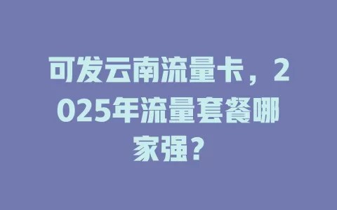 可发云南流量卡，2025年流量套餐哪家强？