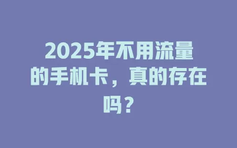 2025年不用流量的手机卡，真的存在吗？