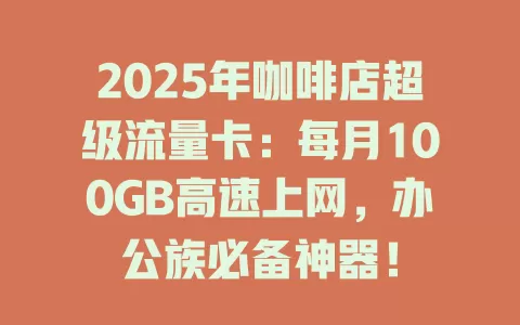 2025年咖啡店超级流量卡：每月100GB高速上网，办公族必备神器！