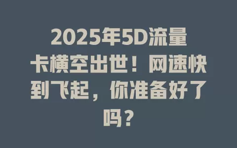2025年5D流量卡横空出世！网速快到飞起，你准备好了吗？
