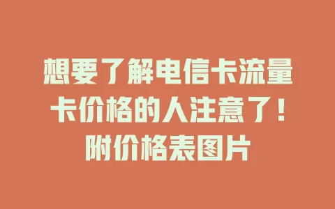想要了解电信卡流量卡价格的人注意了！附价格表图片