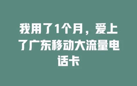 我用了1个月，爱上了广东移动大流量电话卡