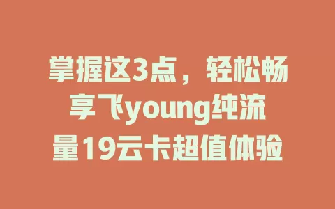 掌握这3点，轻松畅享飞young纯流量19云卡超值体验