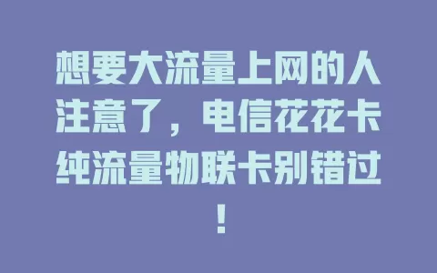 想要大流量上网的人注意了，电信花花卡纯流量物联卡别错过！