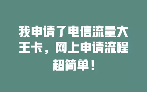 我申请了电信流量大王卡，网上申请流程超简单！