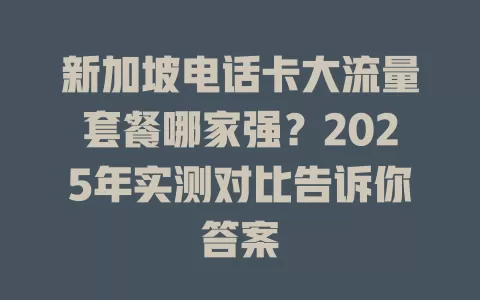 新加坡电话卡大流量套餐哪家强？2025年实测对比告诉你答案